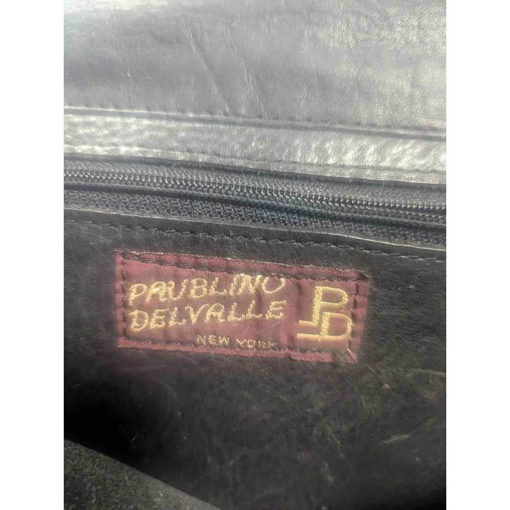 Paul B Delvaille Messenger Bag New‎ York Black Brown Leather Vtg Flap Shoulder